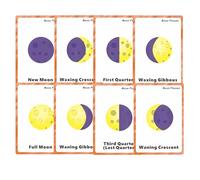 Tarjetas de memoria de 9 fases de luna para niños, material Montessori para 2 a 5 años, material educativo para cursos de inglés (ESL), decoración de clase y suministros para profesores