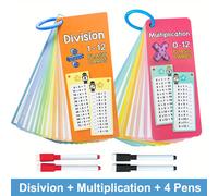 Tarjetas de memoria para multiplicación y división del 0 - Tarjetas de matemáticas educativas para niños a de 3 años, material didáctico reutilizable para el homeschooling y la educación primaria