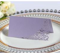 Tarjetas de mesa, 100 tarjetas de lugar para escribir, papel perlado para decoración de mesa, cumpleaños, bautizo, comunión, banquete, cena, fiesta, decoración, color lila claro