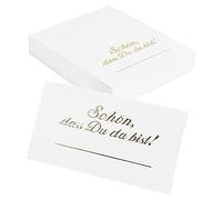 Tarjetas de mesa "Schön, dass du da bist!", 10 cm x 9 cm, cartón nacarado de 300 g/m², 50 unidades