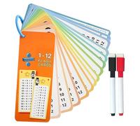 Tarjetas de multiplicación - 15 tarjetas de aprendizaje de multiplicación y división para práctica matemática, diseño duradero de doble cara con bolígrafos de borrado en , herramienta educativa
