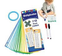 Tarjetas de multiplicación, recursos de tablas de tiempos para niños, juego de aprendizaje interactivo de doble cara con 2 bolígrafos de borrado en seco para aula, escuela en casa