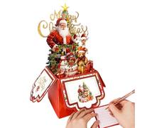 Tarjetas de Navidad 3D - Diseño de 4 capas con reno de Santa Claus y árbol para saludos estacionales - Tarjeta con sobres | para , familia, , jóvenes, niñas, invierno festivo