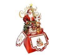 Tarjetas De Navidad 3D,Felicitación De 4 Capas Con Diseño Retro De Papá Noel, Reno Y Árbol | Tarjeta Familiar De Navidad Con Sobres | Para Fiesta Familia Amigos Niños Niño Niña Festivo Invierno Navida