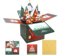 Tarjetas de Navidad 3D Pop-Up,Tarjetas de Navidad con Sobres,Papá Noel,Árbol de Navidad,Tarjeta Exquisita para Navidad,Tarjetas Navidad para Felicitaciones,Deseos Navideñas