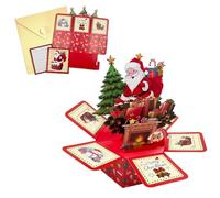 Tarjetas De Navidad 3D Popup - 8.86 X 8.46 X 7.68 Pulgadas Tarjetas De Felicitación De Vacaciones De Papel | Diseños Pop-up De Santa Claus, Árbol Y Reno Para El, Familia Y Amigos | Mapa - Deseos Vacan