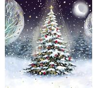 Tarjetas de Navidad benéficas, paquete de 10 unidades, Marie Curie, BHF, Age UK, NSPCC, Sociedad de Alzheimer y samaritanos, árbol de Navidad iluminado por la luna, fabricado en el Reino Unido,