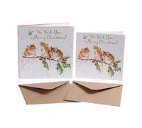 Tarjetas de Navidad de lujo (WRE3033) - Ratones de Navidad - Caja de 8 - Wrendale Designs