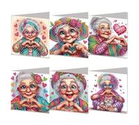 Tarjetas de Navidad de pintura de diamantes con sobres, tarjetas de felicitación de arte de diamantes, kits de tarjetas de cumpleaños para Navidad, cumpleaños, vacaciones, 19 corazones de la abuela