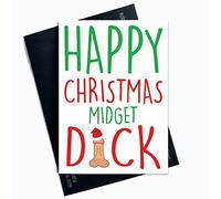 Tarjetas de Navidad divertidas y divertidas tarjetas de rudo para las vacaciones, tarjeta de felicitación para marido o novio, tarjeta de felicitación para amigos de Midget Dick PC318