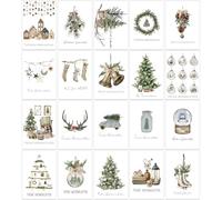 Tarjetas de Navidad en Acuarela, 20 Piezas Tarjetas Navideñas con 20 Sobres, 20 Diseños Variados, A6 Plegada, Kit de Tarjetas Postales de Navidad para Familiares, Amigos y Colegas (Weihnachten)