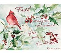 Tarjetas de Navidad largas "Cardinal and Berries" de Susan Winget, 18 tarjetas, 19 sobres, 14 x 17 cm