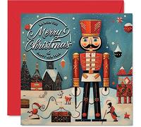 Tarjetas de Navidad para mujeres y hombres - El cascanueces - Tarjeta de Navidad de Feliz Navidad para hermana, hermano, primo, tío, tía, mamá, papá, abuela, abuelo, 145 mm x 145 mm, tarjetas de