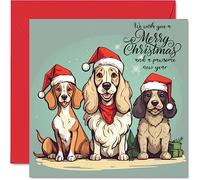 Tarjetas de Navidad para perros para mujeres y hombres, lindos perros de Navidad, tarjeta de Navidad para hermana, hermano, primo, tío, tía, mamá, papá, abuela, abuelo, 145 mm x 145 mm, tarjetas de