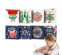 Tarjetas de Navidad,Pintura Tarjetas de Navidad | Kit de pintura de tarjetas hechas a mano de 8 piezas,Postal de Navidad, arte del taladro redondo, postales con pintura de para el cumpleaños de Nata