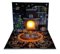Tarjetas de Navidad pop uppp - 20 x 15 cm, escena de chimenea, llama de chimenea, tarjeta de Navidad | Decoraciones de Navidad para en interiores | Proyección hecha a mano para chimeneas 3D