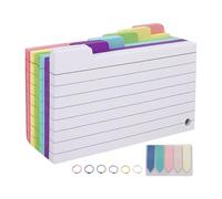 Tarjetas de notas en - 300 piezas | Tarjetas flash coloridas con pegatinas para suministros de estudio, preparación del examen, grabación de recetas, notas de anotación, escritura en taquigrafí