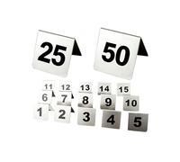 Tarjetas de números de mesa estilo tienda de campaña, de acero inoxidable, apilables, adecuadas for bares, fiestas y cafeterías (números 1-50)(1-50)