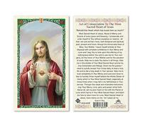 Tarjetas de oración laminadas con texto en inglés "Act of Consration To The Most Sacred Heart of Jesus", paquete de 25