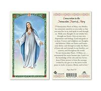 Tarjetas de oración laminadas de Consagración al Inmaculado Corazón de María, Nuestra Señora de la Paz, paquete de 25