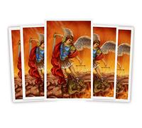 Tarjetas de oración sagrada de San Miguel Arcángel, cartulina laminada con escritura de protección, regalos cristianos inspiradores, paquete de 5, 2.25 x 3.75 pulgadas