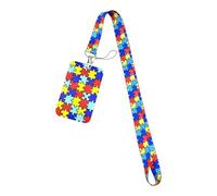 Tarjetas de patrón de autismo de moda cordón con decoración colgante de encanto de llavero para estudiantes y profesionales