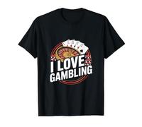 Tarjetas de póquer de Ruleta I Love Gambling Camiseta gráfica económica, Hombre, Negro, XL