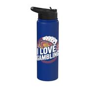 Tarjetas de póquer de ruleta I Love Gambling Stainless Steel Insulated Water Bottle