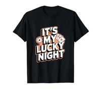 Tarjetas de póquer It's My Lucky Night Camiseta gráfica económica, Hombre, Negro, XL
