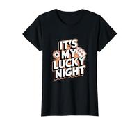 Tarjetas de póquer It's My Lucky Night Camiseta gráfica económica, Mujer, Negro, XL