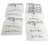 Tarjetas de propuesta Will You be My Bridesmaid con sobres (16 unidades), color azul claro con flores (juego de 16), incluye dama de honor, matrona de honor y flor niña.