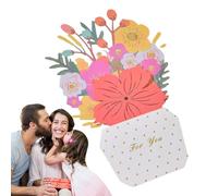 Tarjetas de ramo de flores de papel - arreglo floral artístico pop-up, felicitaciones premium hechas a mano con un toque de sobre decorativo, fiesta colorida para el día de la madre, fiesta