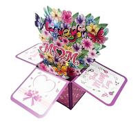 Tarjetas de ramo de flores desplegables, saludo 3D con luces y música, elegante diseño de papel, tarjeta de nota en con envoltura, perfecta oferta del día de la madre para mamá, hermana, hija