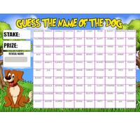 Tarjetas de rascar benéficas para recaudar fondos, Adivina el nombre del perro, tarjetas de rascar A4 con 100 nombres, escuela, eventos de caridad y rifas