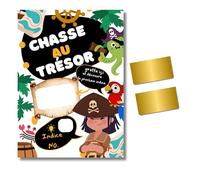 Tarjetas de rascar caza del tesoro, juego de cumpleaños infantil de 5 a 12 años, kit de 10 cartas con pastillas, interior/exterior (Piratas)