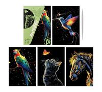 Tarjetas de rascar para - Juego de 4 papeles de dibujo luminosos hechos a mano, kit de actividades artísticas creativas divertidas, paquete de proyectos de artesanía versátil, adecuado para el