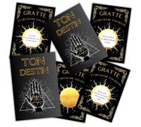 Tarjetas de rascar predicciones - Juego de 15 cartas + 15 pegatinas para rascar - Juego de predicciones para adultos - Descubre tu destino - Animación de noche, Año Nuevo, Halloween y Fiesta - Negro