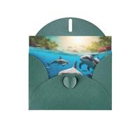 Tarjetas de regalo con estampado de delfines, tortugas marinas, tiburones, pulpos, corales, tarjetas de cumpleaños, unisex, tarjetas de agradecimiento con sobres
