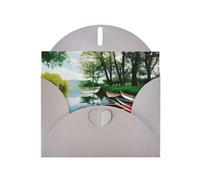 Tarjetas de regalo unisex con estampado de lago con barcos, canoas y parque, tarjetas de agradecimiento con sobres