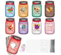 Tarjetas de San Valentín genéricas para hacer usted mismo, juego de postales en forma de corazón y caramelos, de intercambio para tamaño estándar con expositor, decoración de maceta, material e