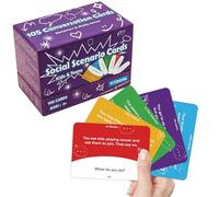 Tarjetas de tareas de escenario social para niños - Más de 100 tarjetas de aprendizaje socioemocional SEL, gestión del comportamiento, amistad, familia, aula, recreo, actividades de almuerzo, autismo