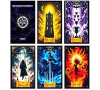 Tarjetas de tarot de profecía de Mid-Knight - Imágenes y colores llamativos, bordes laminados con guía de usuario y funda rígida para principiantes o expertos (Arise Entertainment, LLC)