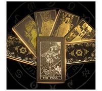 Tarjetas de tarot Tarjetas con caja de guía 78 Tarjetas Tarjetas Tarot Tarjetas Negro Oro Black Holographing Brillante Fortune DiMing Divination Game Set para principiantes de lectores de expertos