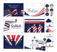 Tarjetas de temporada especiales y decorativas con sobres y pegatinas - Paquete de 24 tarjetas del D a de los Veteranos con mensaje impreso en el