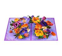 Tarjetas de tulipanes emergentes para cumpleaños, saludos de flores con diseños de ahorro de espacio para personalizar mensajes, tarjetas de mariposas florales