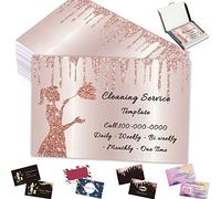 Tarjetas de visita personalizables, 100 unidades, con logotipo, texto, código QR, personalizables, tarjetas de servicio de limpieza, tu propio diseño para pequeñas empresas, 3.5 x 2 pulgadas