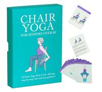 Tarjetas de yoga para silla para adultos - 53 posiciones de yoga de silla con guía paso a paso, tarjetas de ejercicios de gran formato | Propiedades impermeables y antimanchas, adecuadas para ancianos