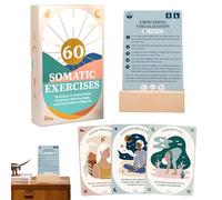 Tarjetas de yoga somáticas, 60 piezas de atención plena, herramientas de respiración de 3,5 x 5 pulgadas, accesorio de meditación para mujeres, tarjetas de ejercicios de respiración, ayuda para la reg