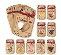 Tarjetas del día de San Valentín para el aula de los niños, paquete de 50 tarjetas coloridas de San Valentín, tarjetas de tarro de masón con bolsas de golosinas, tarjetas de intercambio para niños