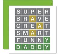 Tarjetas del día del padre para papá, rompecabezas de palabras inteligente y divertida, tarjeta de feliz cumpleaños para papá de hijo e hija, regalos de cumpleaños para padre, 145 mm x 145 mm, tarjetas de felicitación para el día del padre, regalo para papá